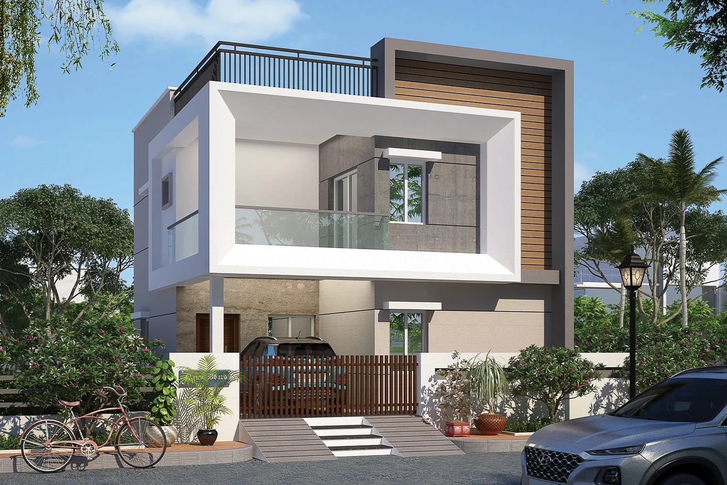 Duplex west elevation