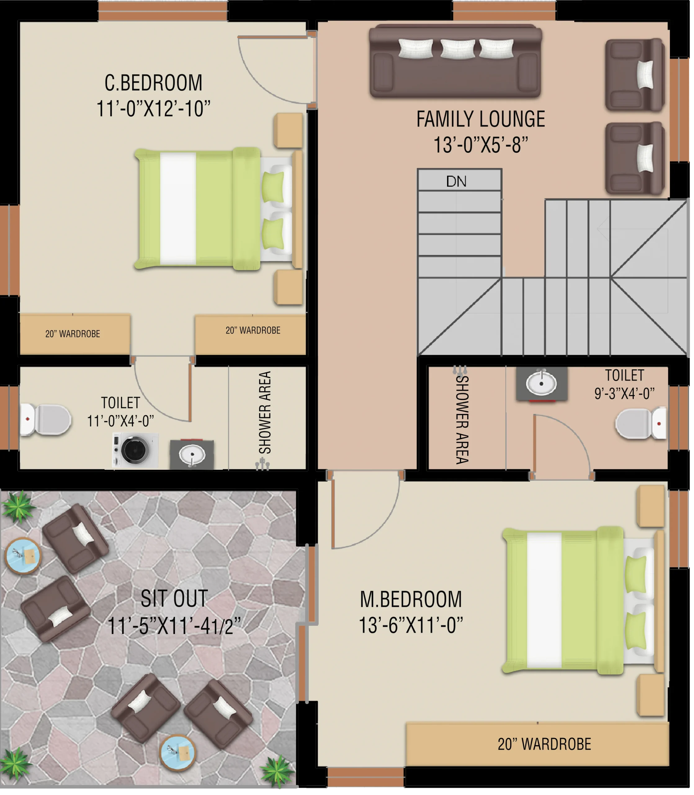 Duplex west floor plan